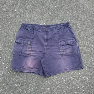 2000s vintage baggy wide leg faded blue cargo shorts